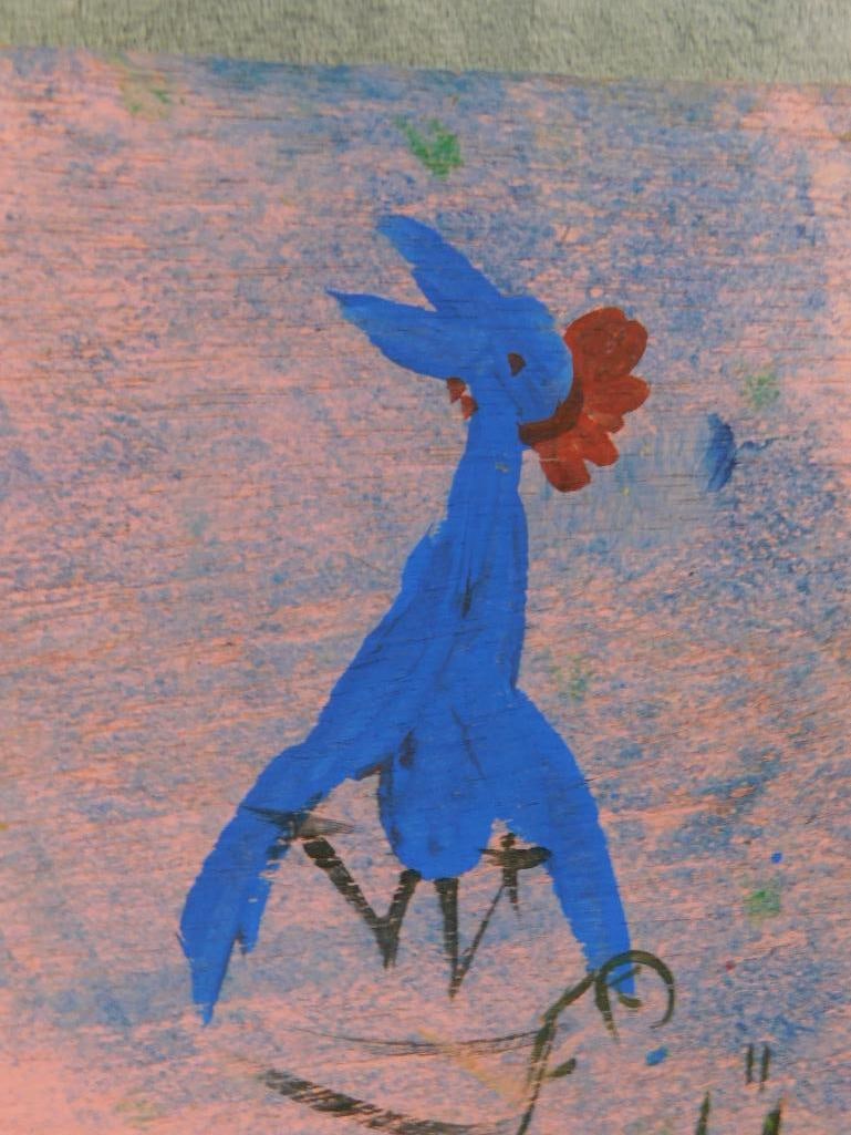 Pair of Southern Folk Art Paintings on Plywood - Each Signed Ernest Lee - Chickens - 7