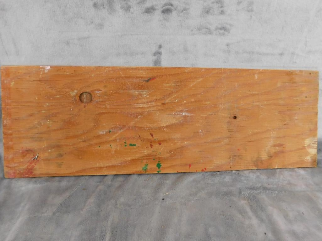 Southern Folk Art Painting on Plywood - Signed Ernest Lee - Chickens - 7" x 21.5" - 6
