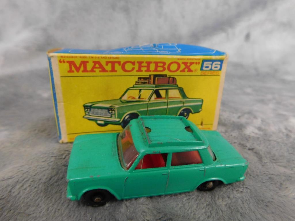 Early Matchbox Die Cast Car - Original Box - #56 Fiat 1500 - No Luggage Top - 7