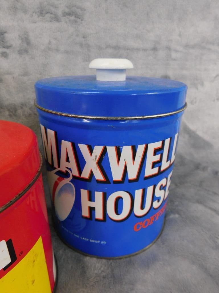 Maxwell House Coffee - Lipton Tea - Domino Sugar Tins - 5.5" to 7.5" Tall - 4