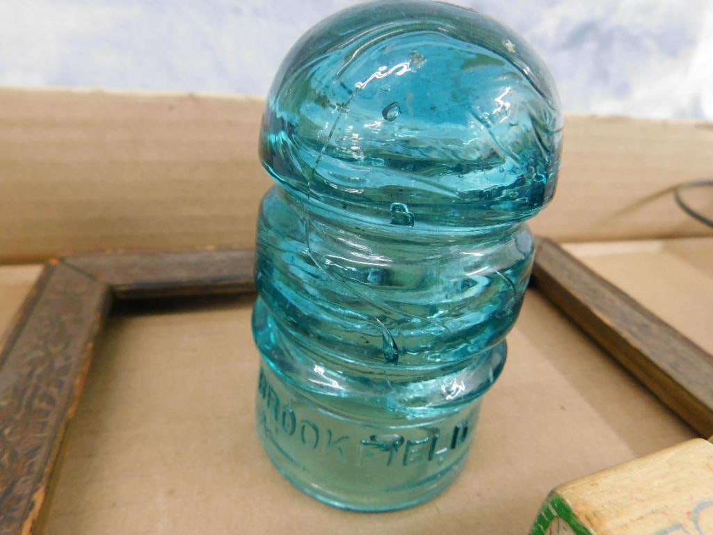Vintage Frame - Insulator - Small lantern - Rolling Pin - Childs Blocks - 2