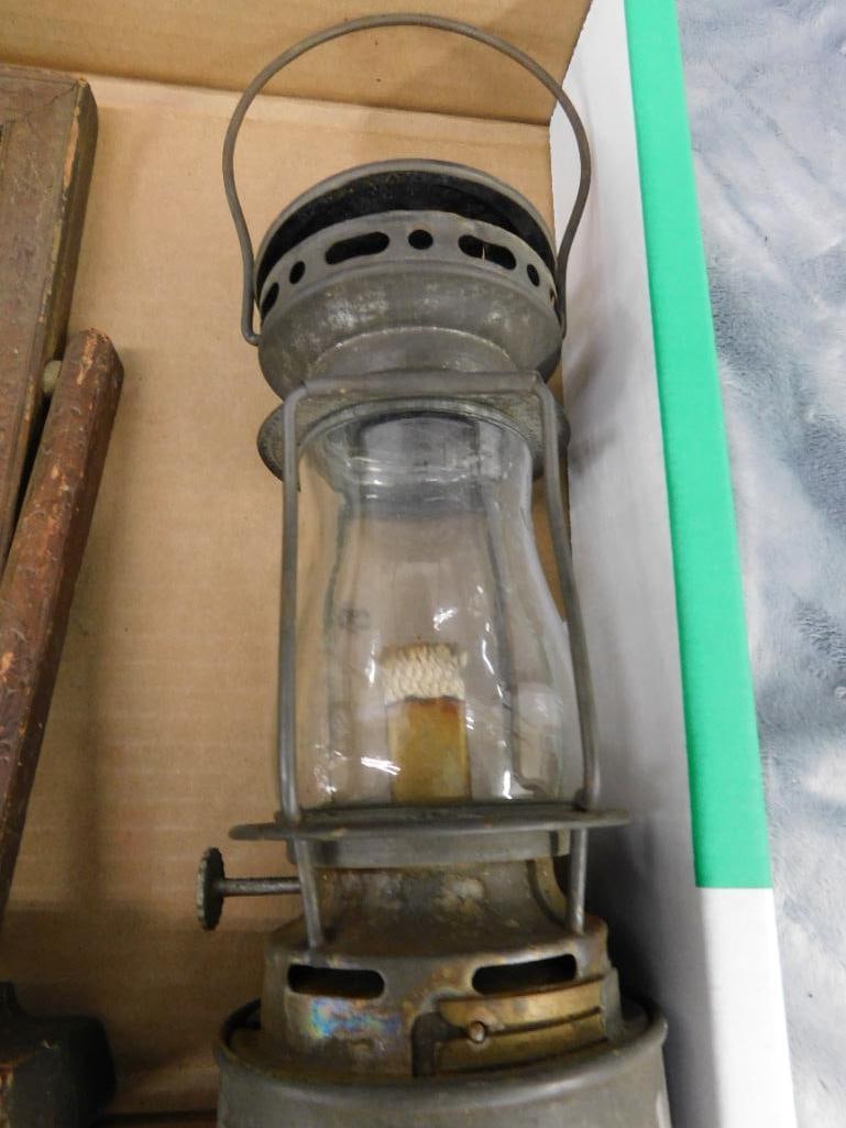 Vintage Frame - Insulator - Small lantern - Rolling Pin - Childs Blocks - 3