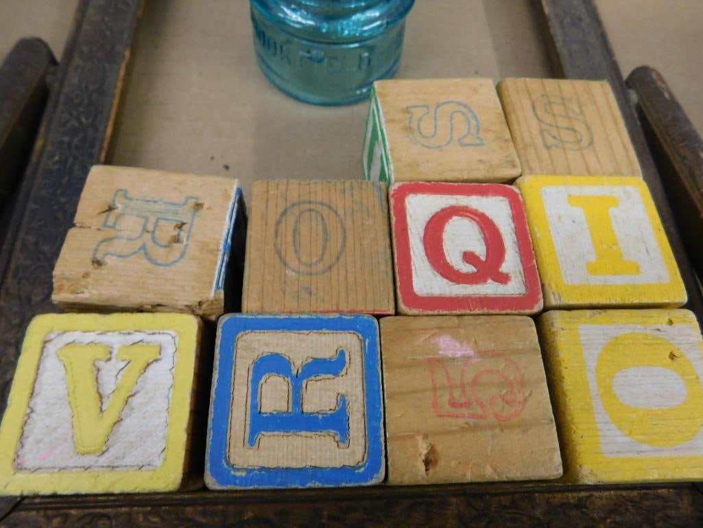 Vintage Frame - Insulator - Small lantern - Rolling Pin - Childs Blocks - 4