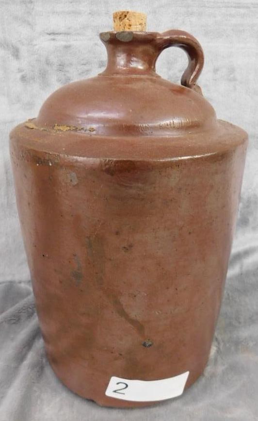 Pottery Jug - 1 Gallon - Unsigned - Chip on Lip - 12" x 7": See Photos For Condition and Details