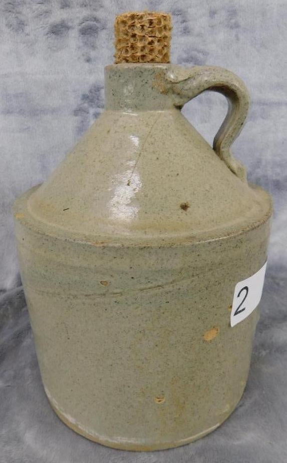 Pottery Jug - Half Gallon - Unsigned - Chip on Base and Rim - 8" x 6": See Photos For Condition and Details