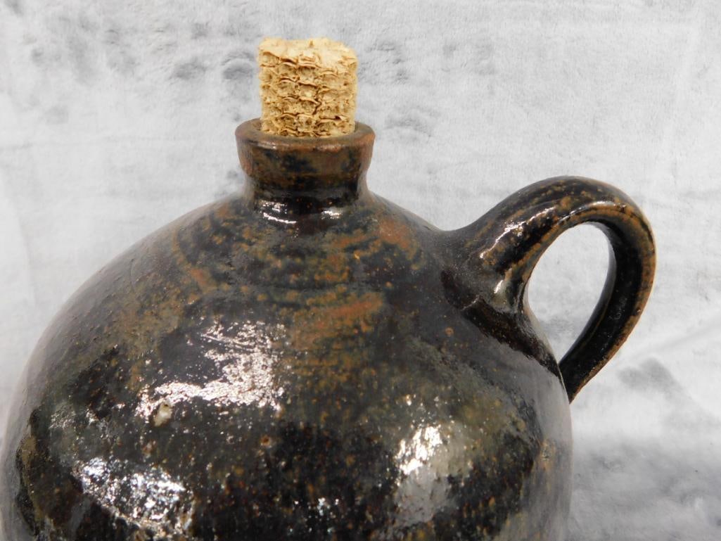 Southern Folk Art Pottery Jug - Signed Todd Hewell - 1 Gallon - 9.5" x 7" - 10