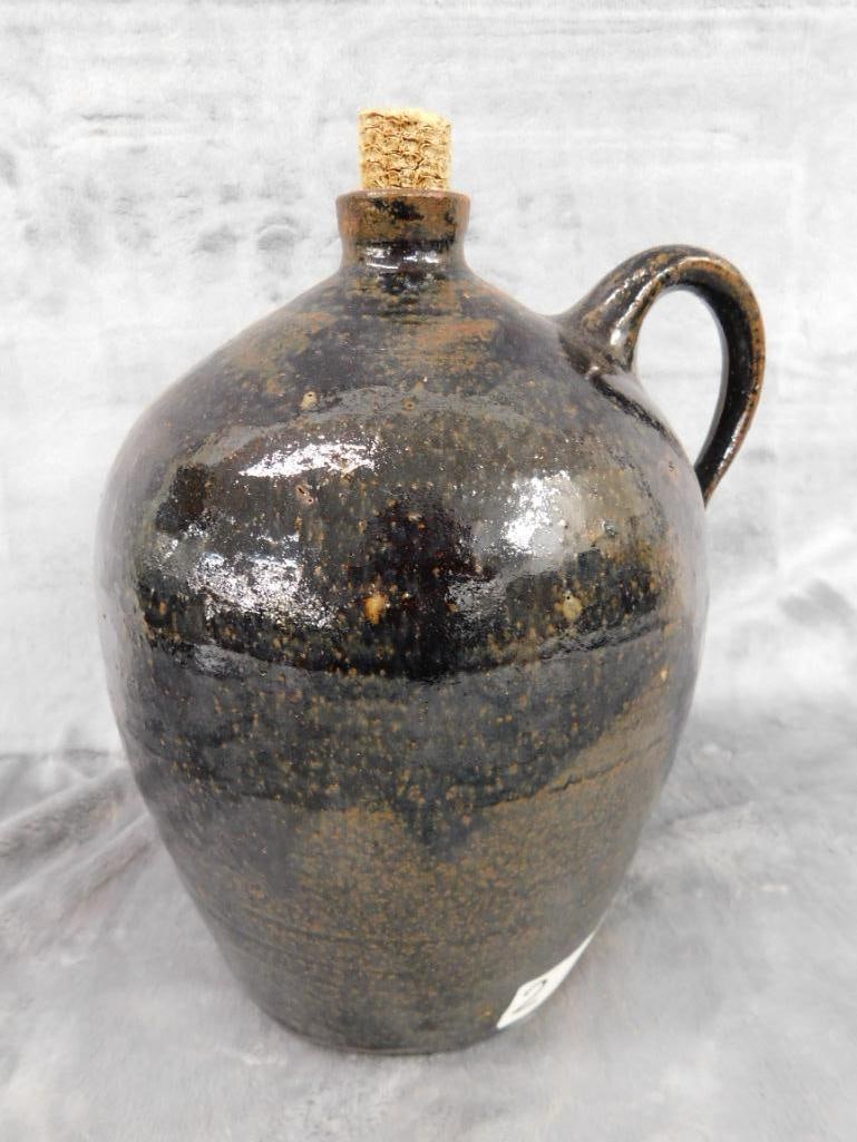 Southern Folk Art Pottery Jug - Signed Todd Hewell - 1 Gallon - 9.5" x 7" - 11