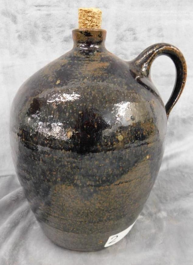 Southern Folk Art Pottery Jug - Signed Todd Hewell - 1 Gallon - 9.5" x 7": See Photos For Condition and Details