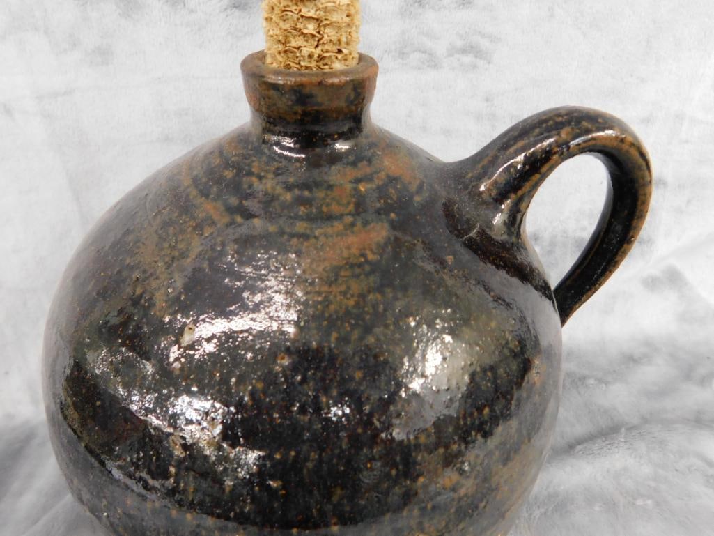 Southern Folk Art Pottery Jug - Signed Todd Hewell - 1 Gallon - 9.5" x 7" - 2