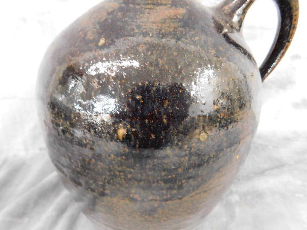 Southern Folk Art Pottery Jug - Signed Todd Hewell - 1 Gallon - 9.5" x 7" - 3
