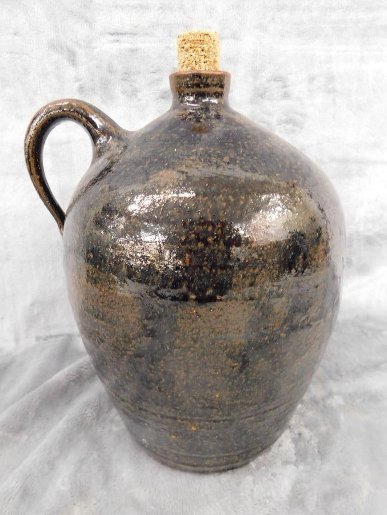 Southern Folk Art Pottery Jug - Signed Todd Hewell - 1 Gallon - 9.5" x 7" - 5