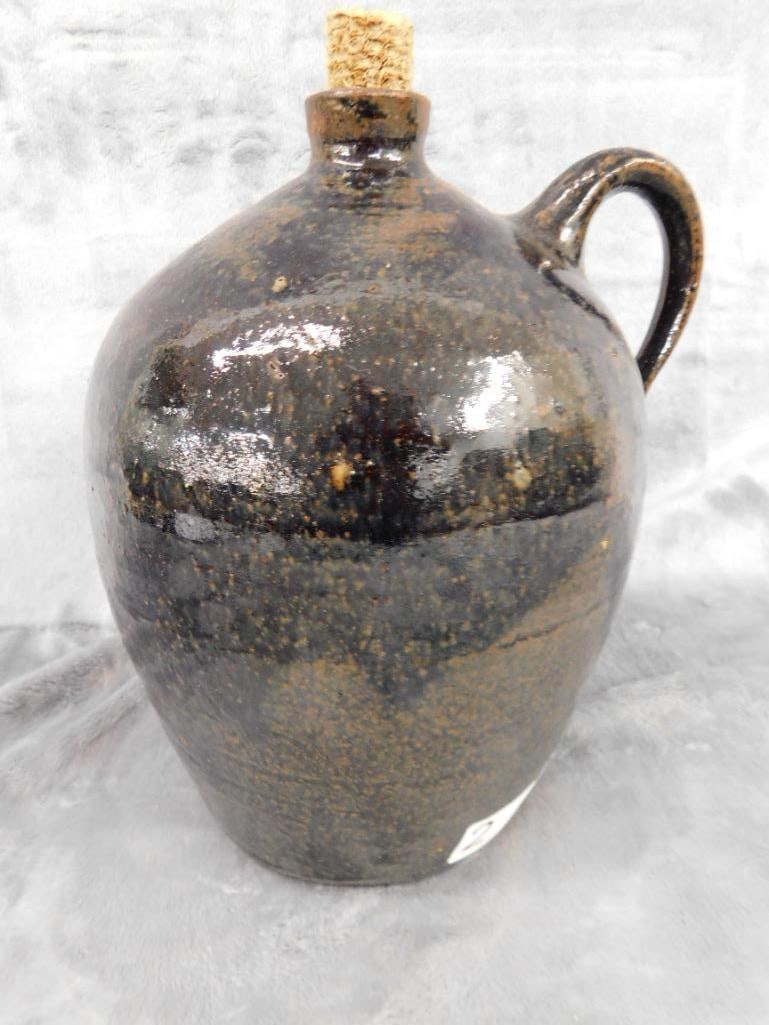 Southern Folk Art Pottery Jug - Signed Todd Hewell - 1 Gallon - 9.5" x 7" - 8