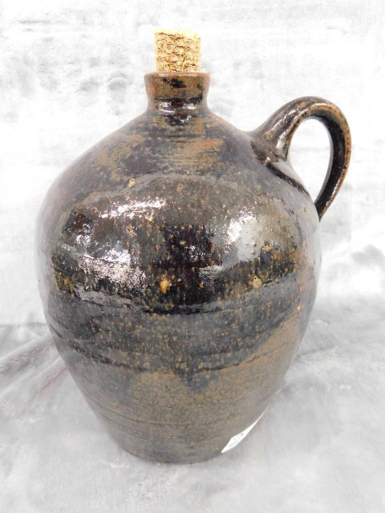 Southern Folk Art Pottery Jug - Signed Todd Hewell - 1 Gallon - 9.5" x 7" - 9