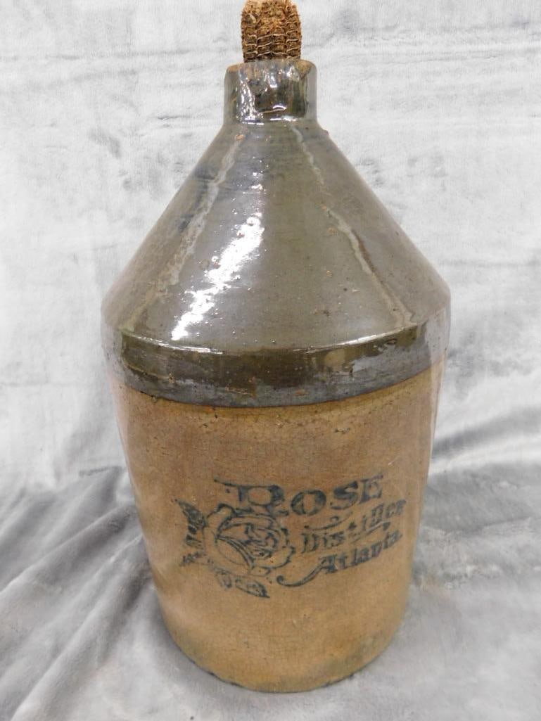 Pottery Jug - 1 Gallon - Rose Distiller - Chip on Lip - 12' x 6.5" - 9