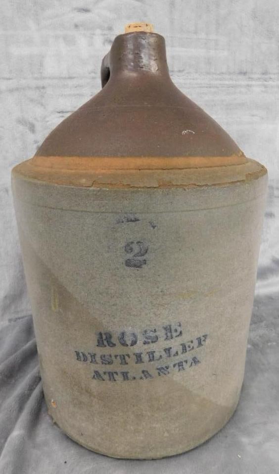 Pottery Jug - 2 Gallon - Rose Distiller Atlanta - 14" x 9": See Photos For Condition and Details