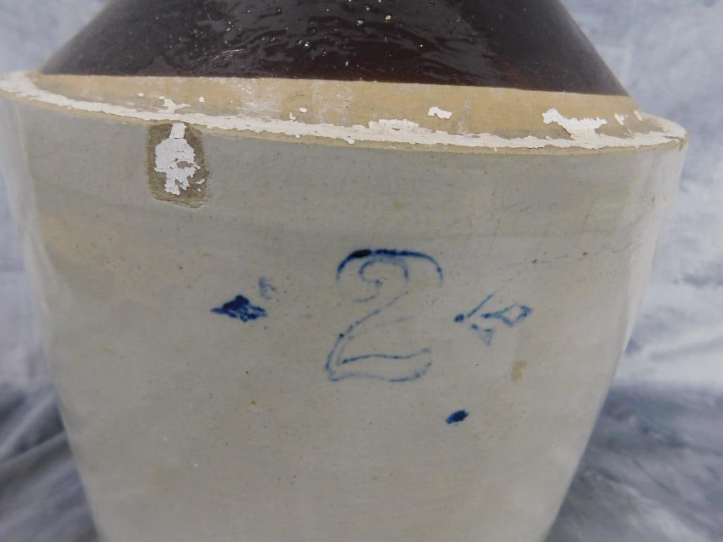 Pottery Jug - 2 Gallon - Unsigned - 13.5" x 9" - 2