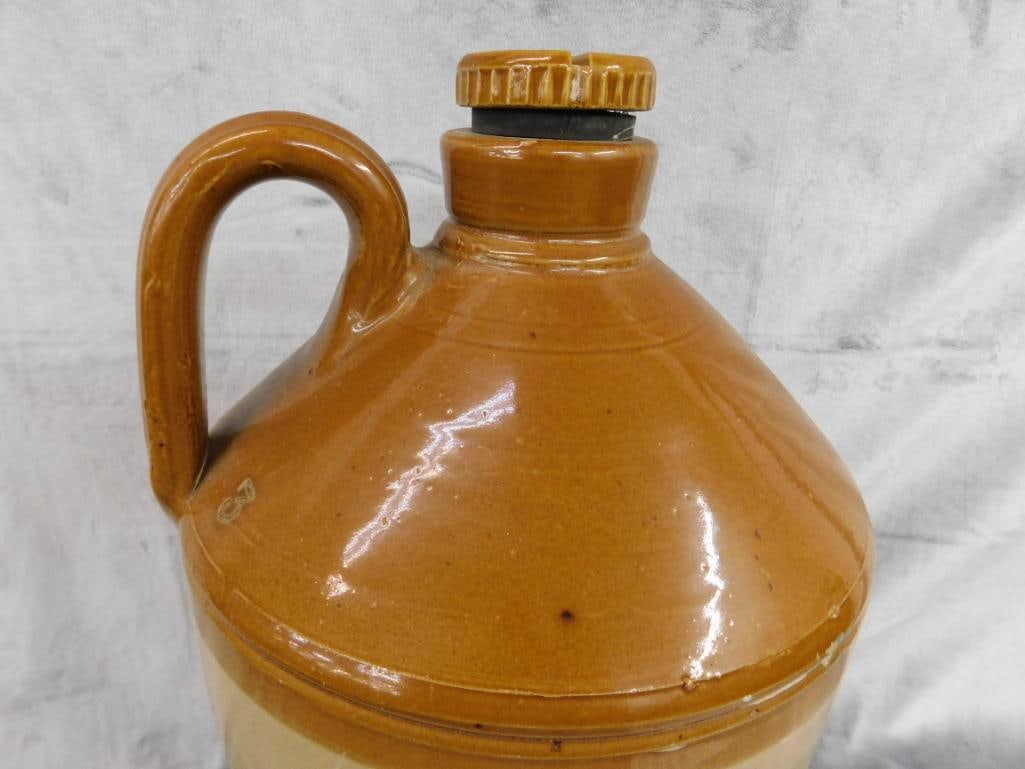 1940 English Pottery Jug - 3 Gallon - Cap - Signed -19.5" x 10" - 2