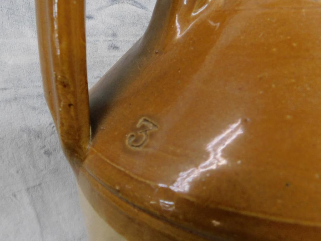 1940 English Pottery Jug - 3 Gallon - Cap - Signed -19.5" x 10" - 3