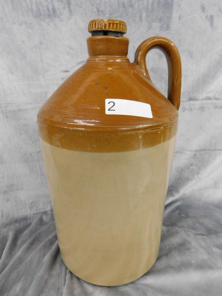 1940 English Pottery Jug - 3 Gallon - Cap - Signed -19.5" x 10" - 5