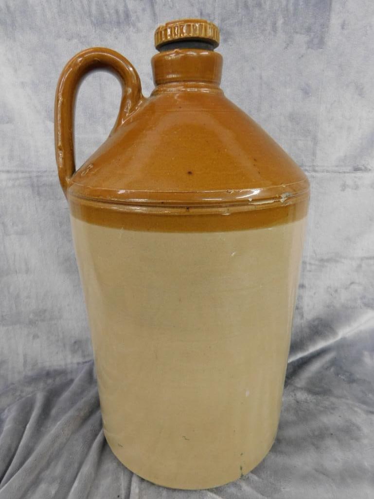 1940 English Pottery Jug - 3 Gallon - Cap - Signed -19.5" x 10" - 9