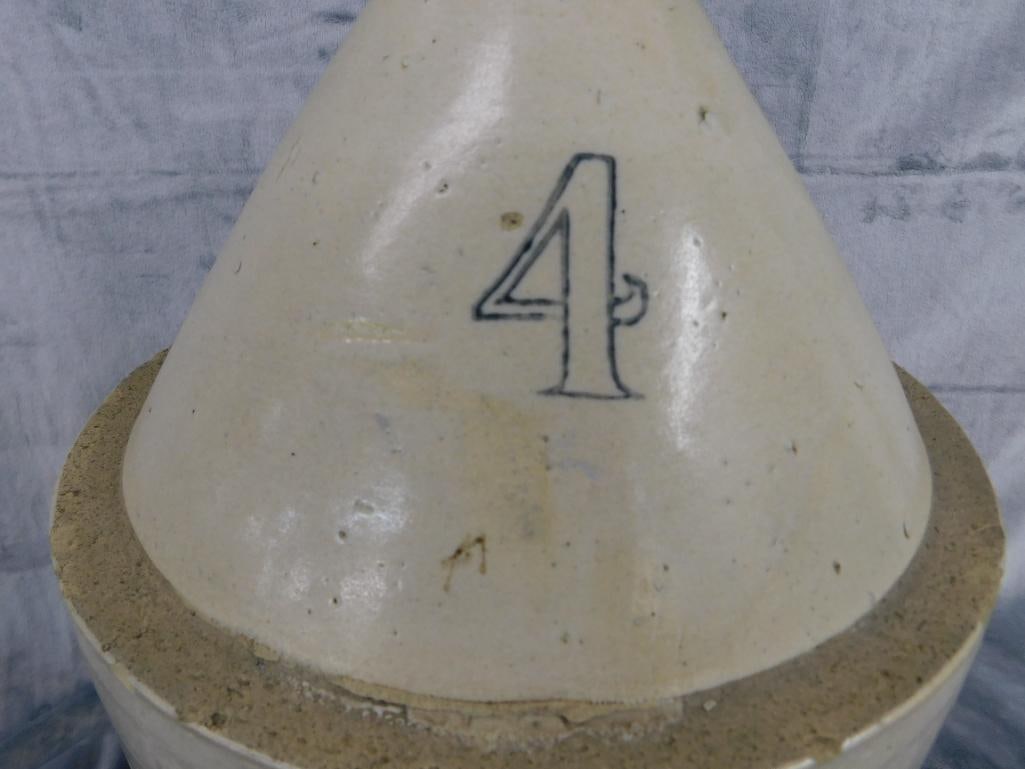Pottery Jug - 4 Gallon - Straus Bros. Chicago - Chip on Base - 18.5" x 11" - 3