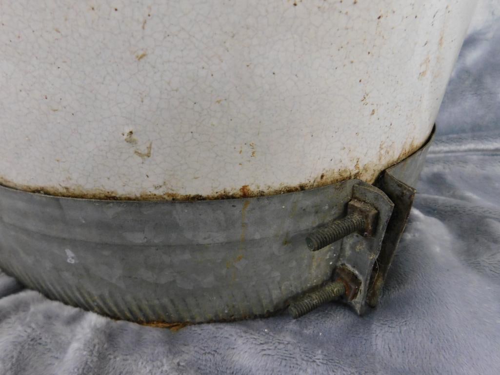 Pottery Jug - 5 Gallon - Signed - Metal Rim - 17" x 12.5" - 4