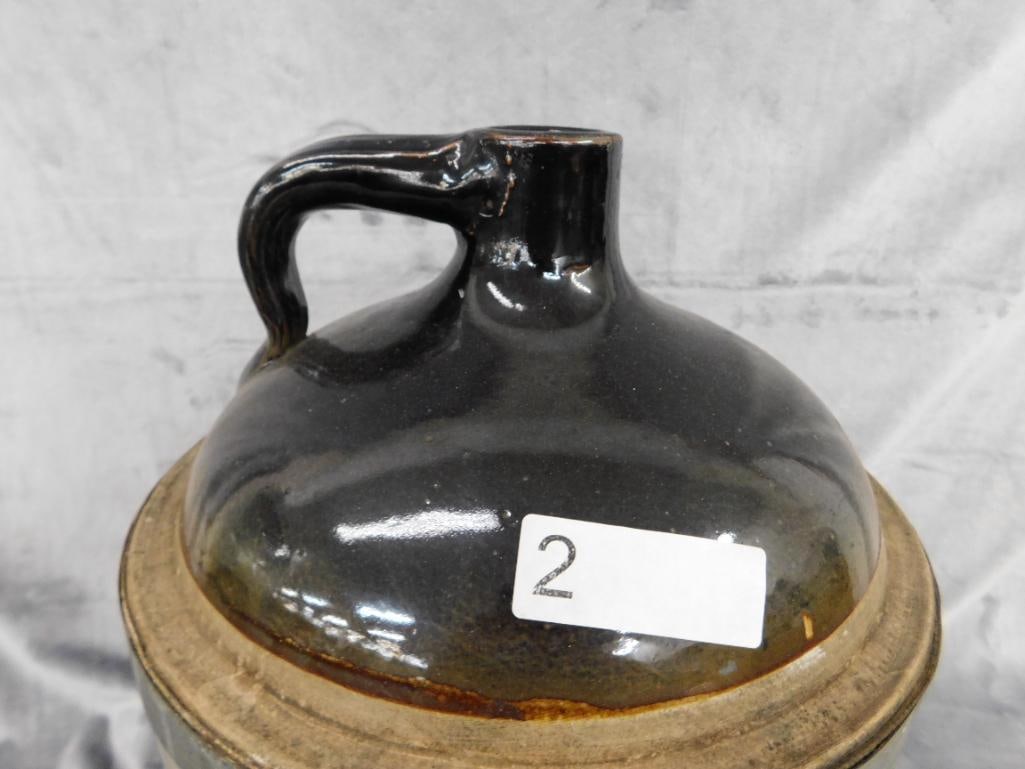 Pottery Jug - 5 Gallon - Signed - Metal Rim - 17" x 12.5" - 7