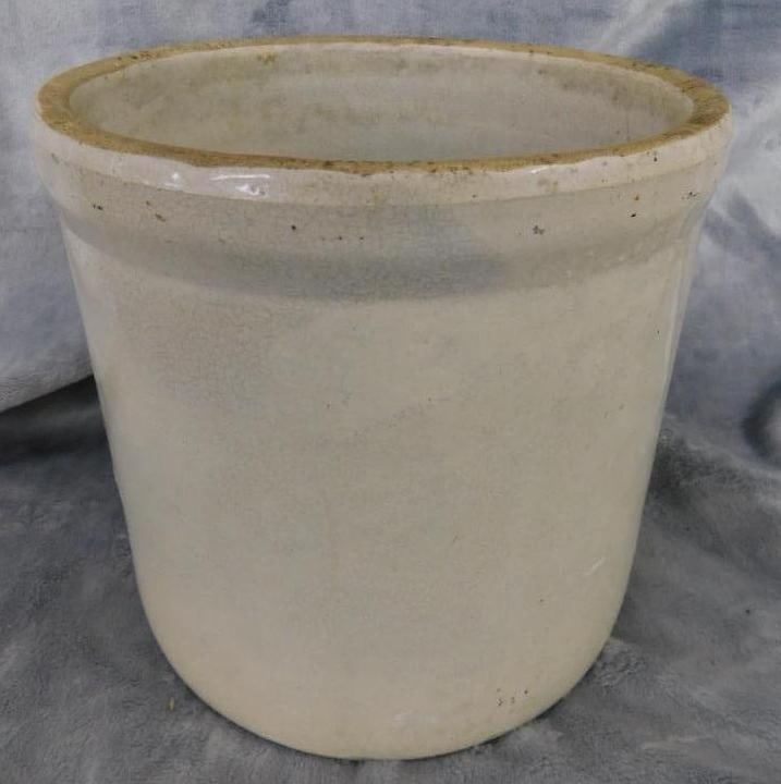 Pottery Crock - 1 Gallon - Hairline Crack on Bottom - 7.5" x 7.5": See Photos For Condition and Details