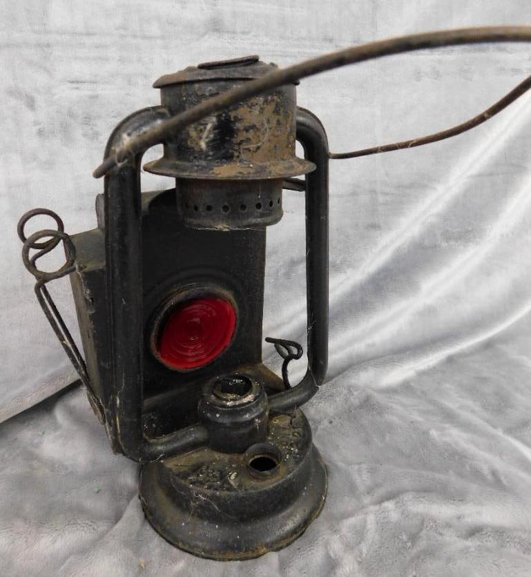 Vintage Railroad Lantern - Unsigned - No Globe - 12" x 7.5" x 5.5": See Photos For Condition and Details