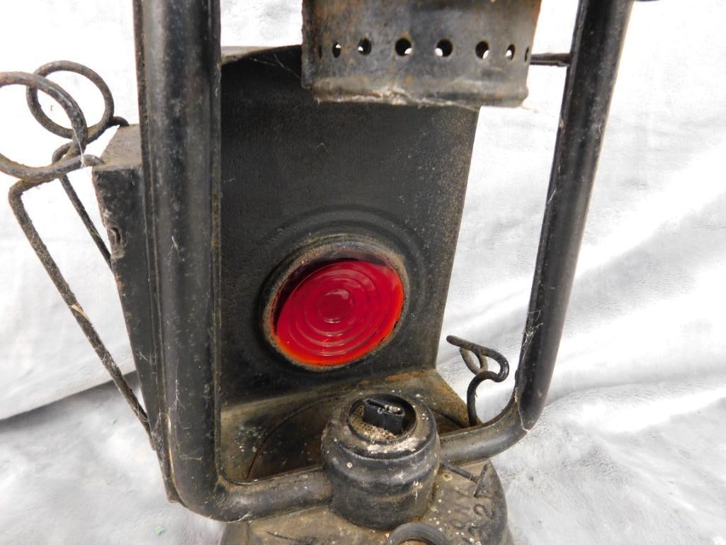 Vintage Railroad Lantern - Unsigned - No Globe - 12" x 7.5" x 5.5" - 3