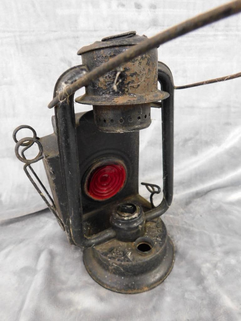 Vintage Railroad Lantern - Unsigned - No Globe - 12" x 7.5" x 5.5" - 9