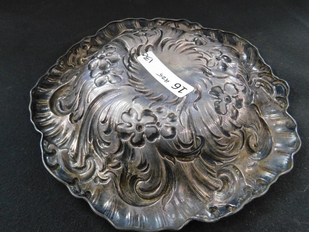Sterling Silver - 7.25" Repousse Bowl - Monogrammed - 130 Grams - 6