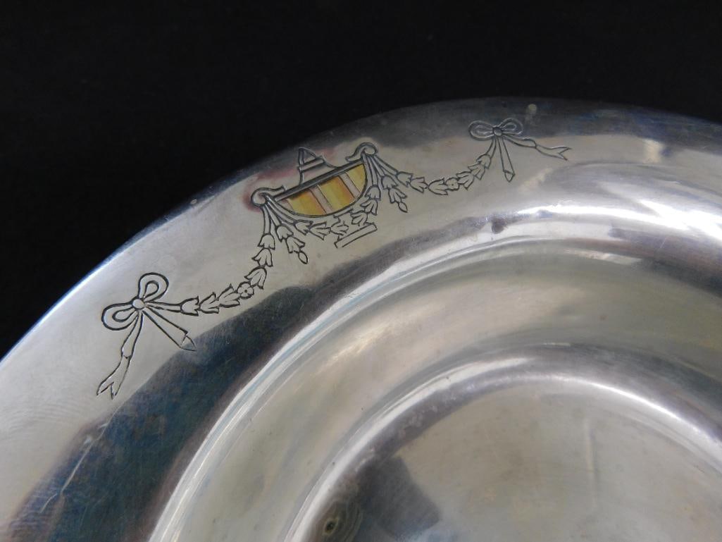 Sterling Silver - 7" Monogrammed Bowl - 18K Gold Inlay - 120 Grams - 4