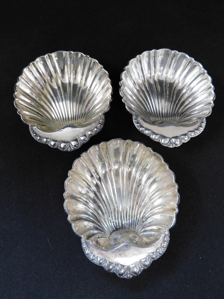 Sterling Silver - 3 Shell Nut / Candy Dishes - 3.5" x 3" - 81 Grams - 5