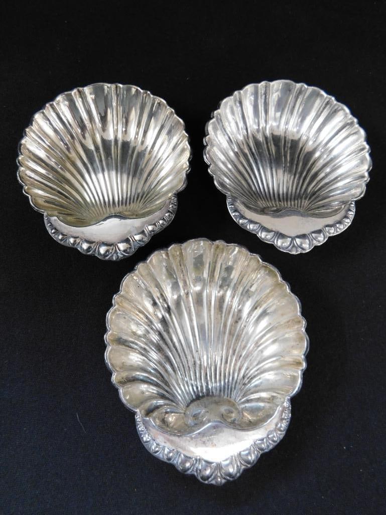 Sterling Silver - 3 Shell Nut / Candy Dishes - 3.5" x 3" - 81 Grams - 6