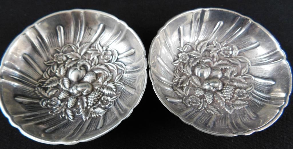 Sterling Silver - 2 Kirk and Sons 2.75" Nut / Candy Dishes - Repousse - 73 Grams (1 of 9)