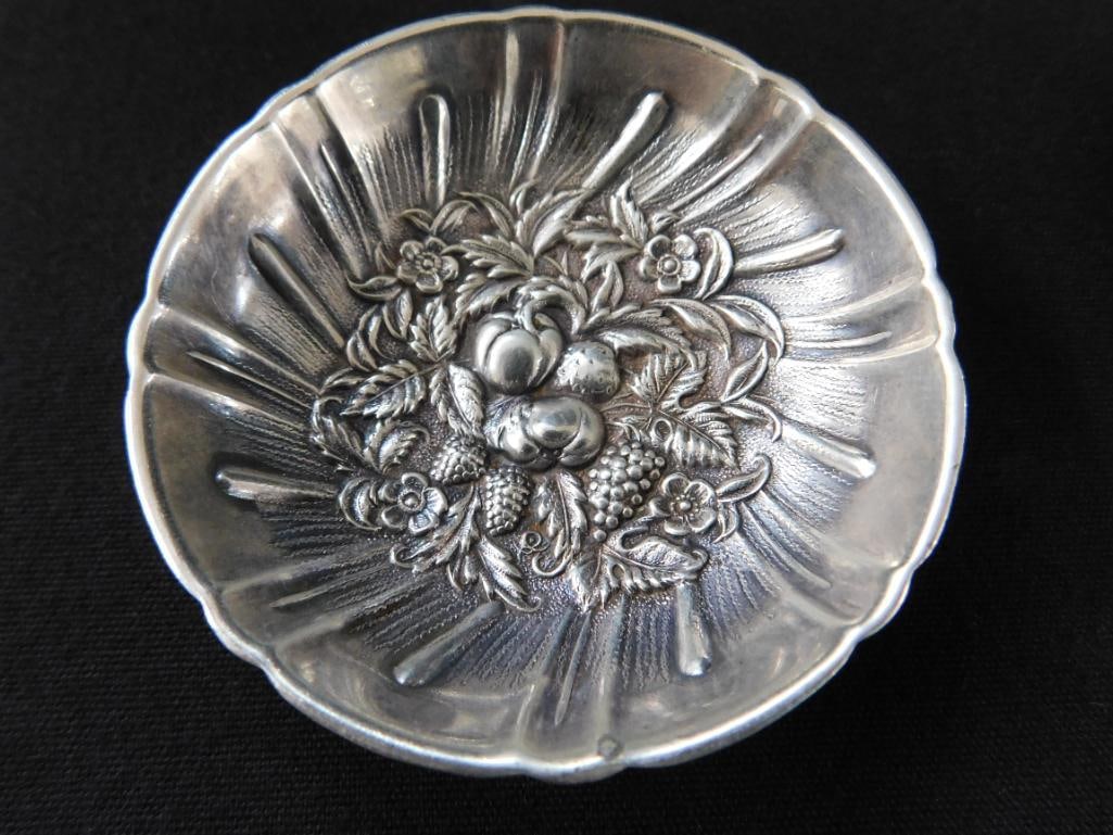 Sterling Silver - 2 Kirk and Sons 2.75" Nut / Candy Dishes - Repousse - 73 Grams - 2