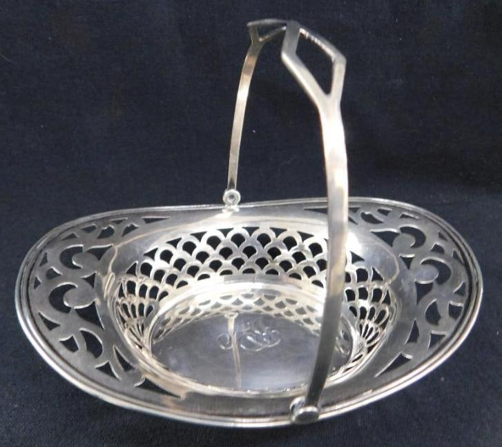 Sterling Silver - Small Monogrammed Handled Basket - 1.5" x 5" x 3.75" - 44 Grams (1 of 9)