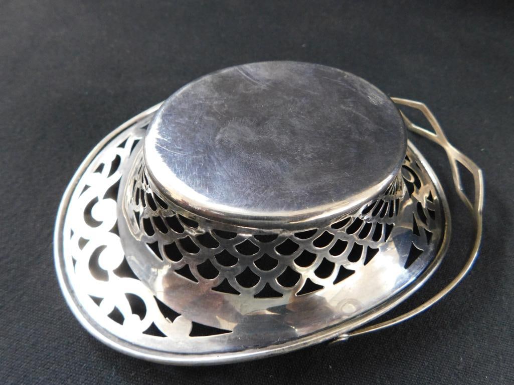 Sterling Silver - Small Monogrammed Handled Basket - 1.5" x 5" x 3.75" - 44 Grams - 6