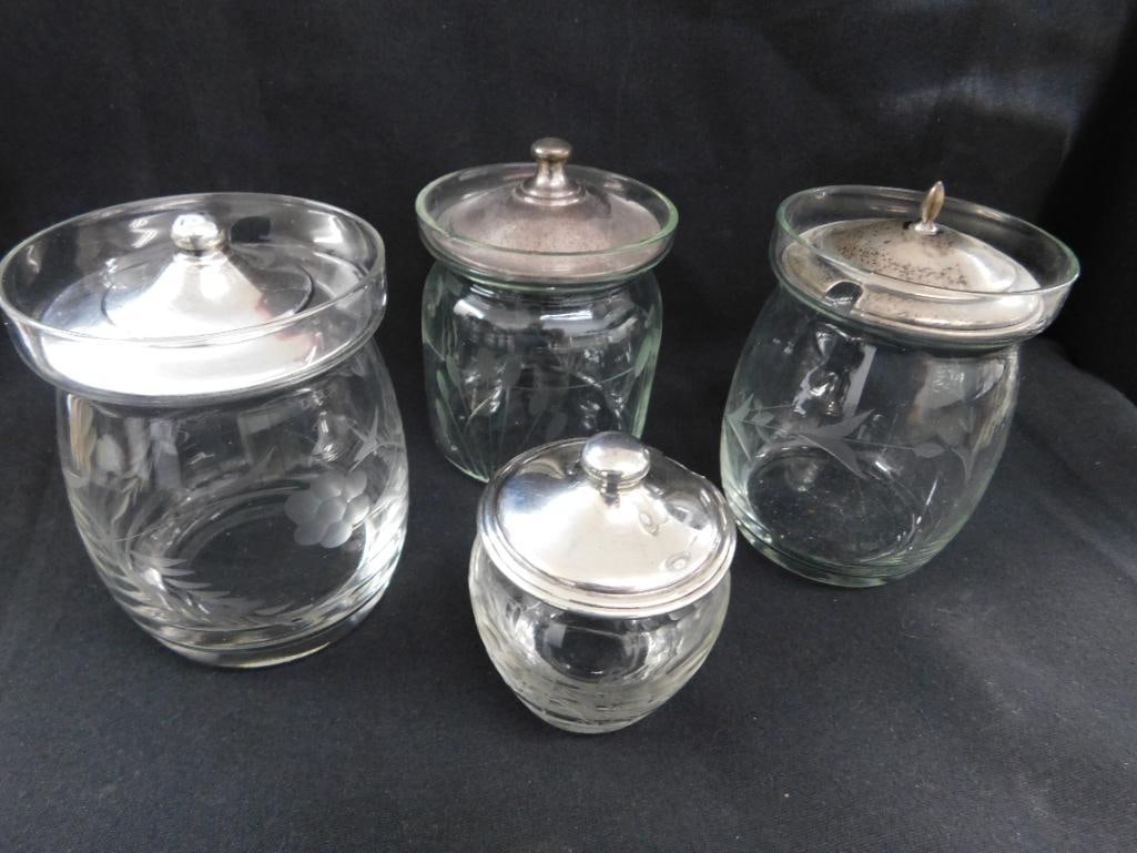 Sterling Silver - 4 Lidded Honey Pots - 50 Grams of Silver - 10