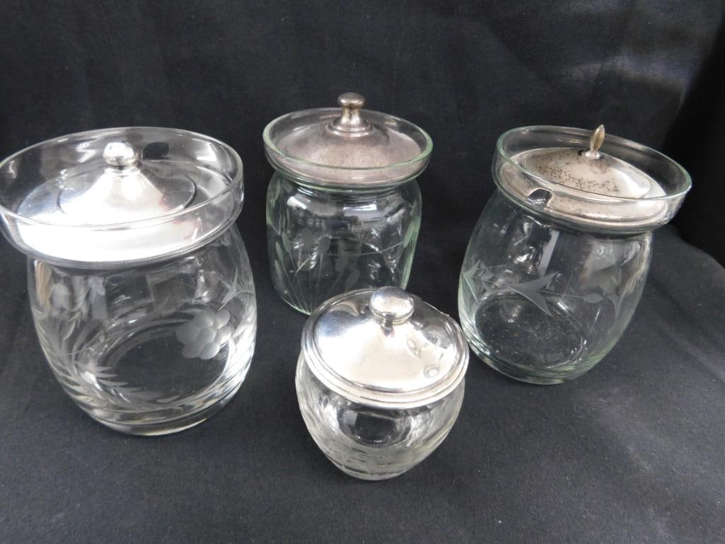 Sterling Silver - 4 Lidded Honey Pots - 50 Grams of Silver - 11