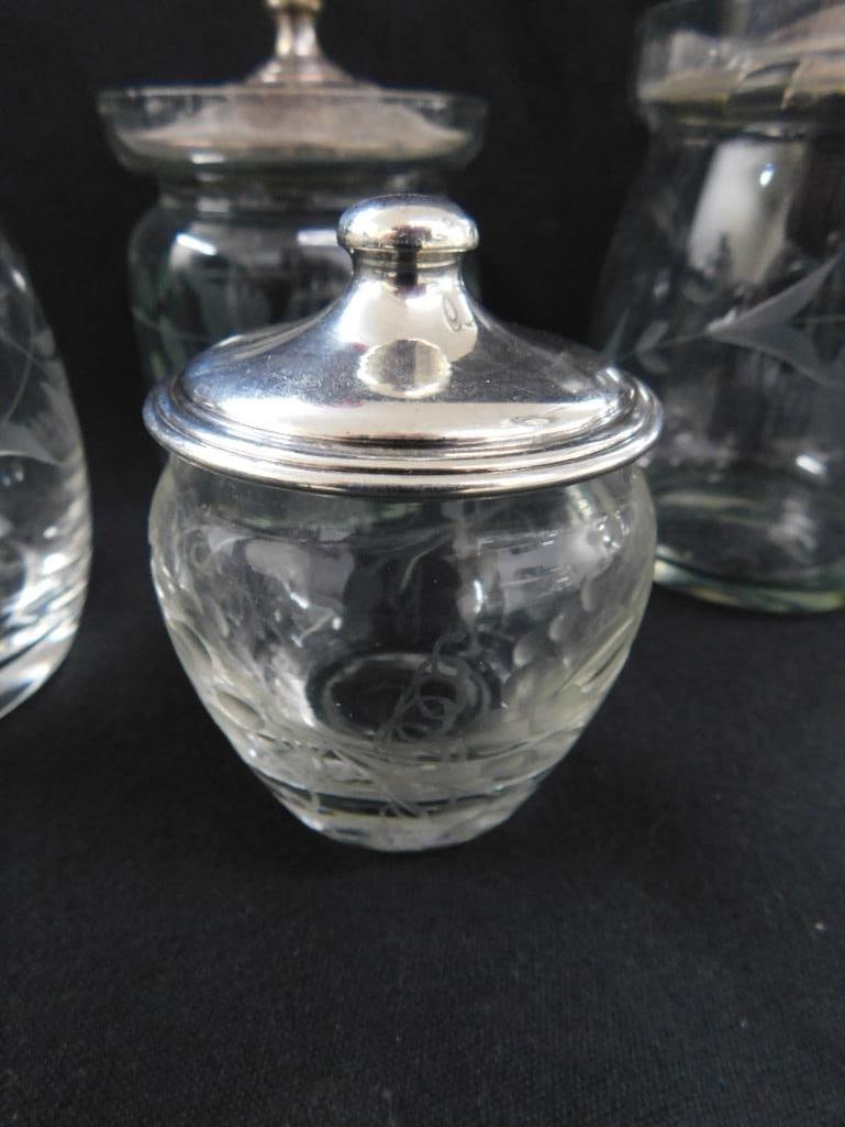 Sterling Silver - 4 Lidded Honey Pots - 50 Grams of Silver - 8