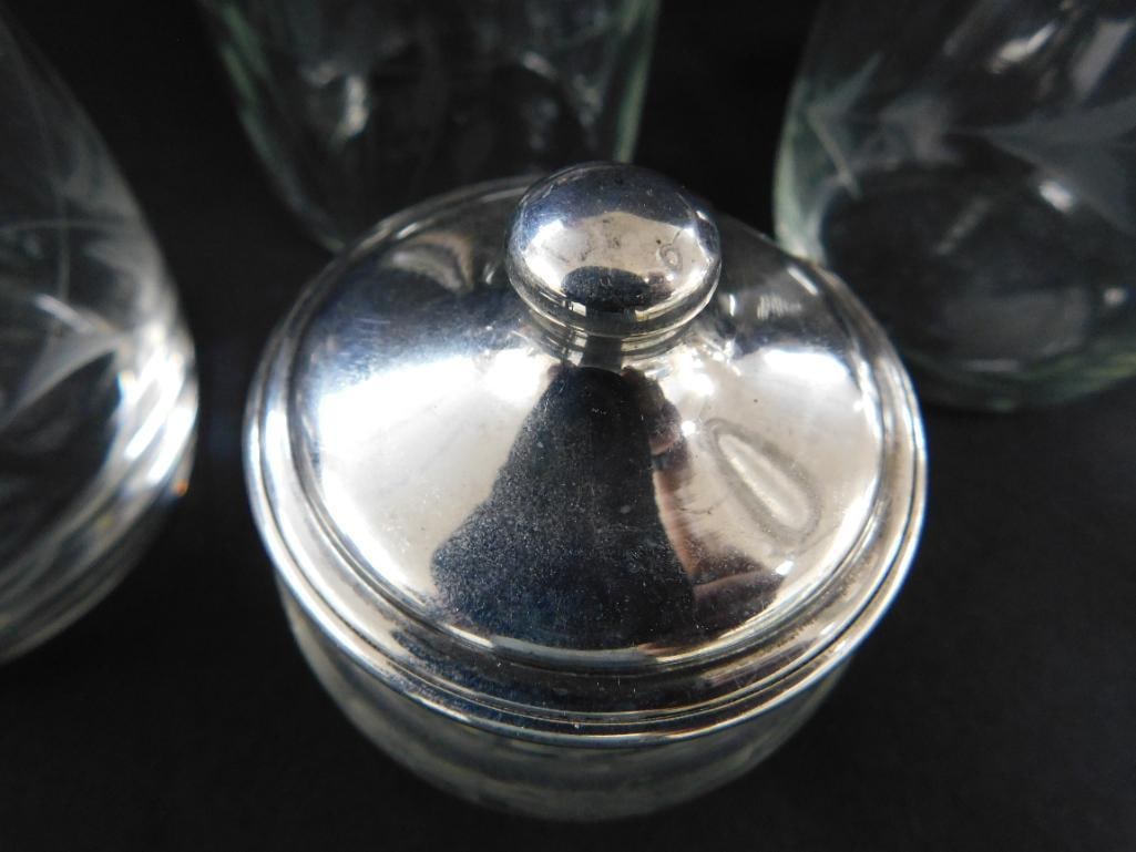 Sterling Silver - 4 Lidded Honey Pots - 50 Grams of Silver - 9