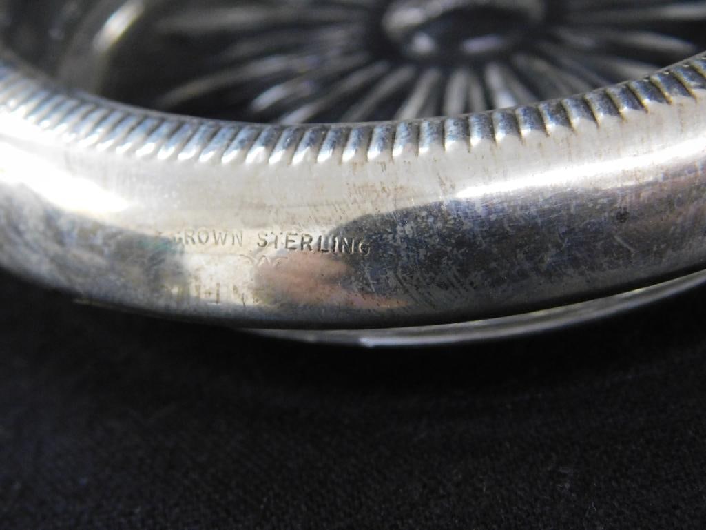 Sterling Silver - 4 Rimmed 3.75" Glass Coasters - Matching - Weighted - 5