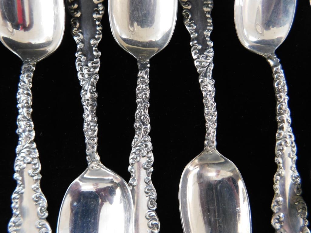 Sterling Silver - 6-5.5" Monogrammed Teaspoons - 6-4.25" Demi Tasse Spoons - 156 Grams - 7