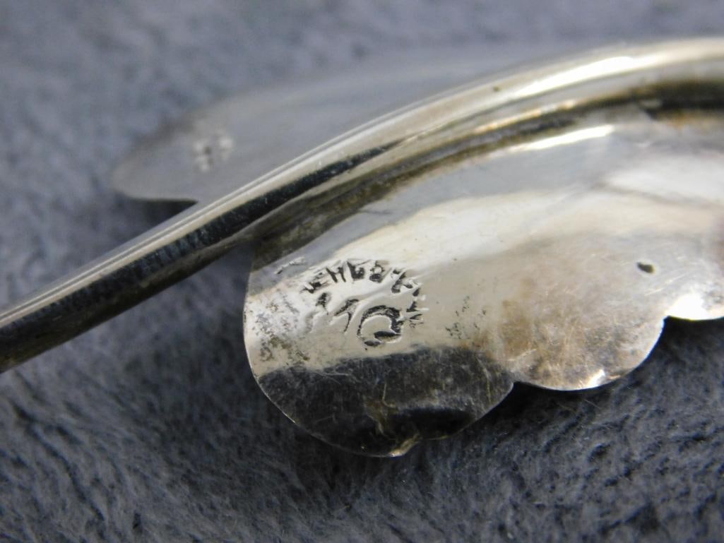 Sterling Silver - 6 Leaf Shaped Iced Tea Straw Spoons - 7.5" - 24 Grams - 4