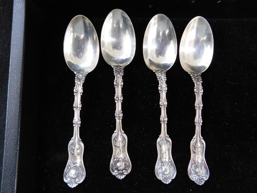 Sterling Silver - 4 Monogrammed Demi Tasse Spoons - 4" - 32 Grams - 6
