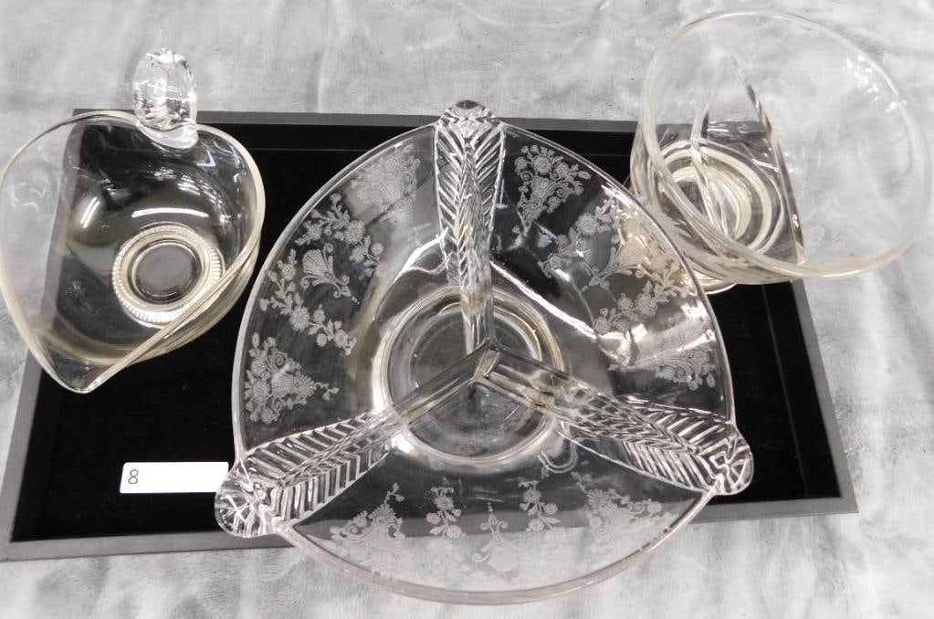 Sterling Silver - 3 Footed Glass Bowls - Weighted (1 of 11)