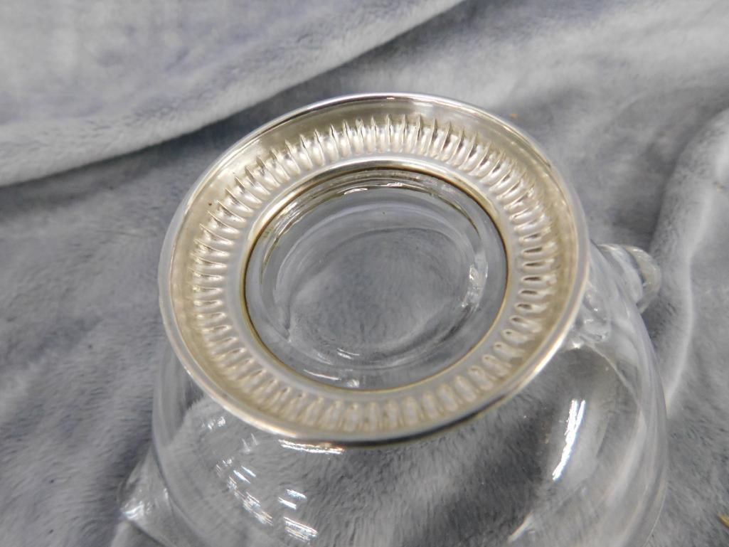 Sterling Silver - 3 Footed Glass Bowls - Weighted - 3