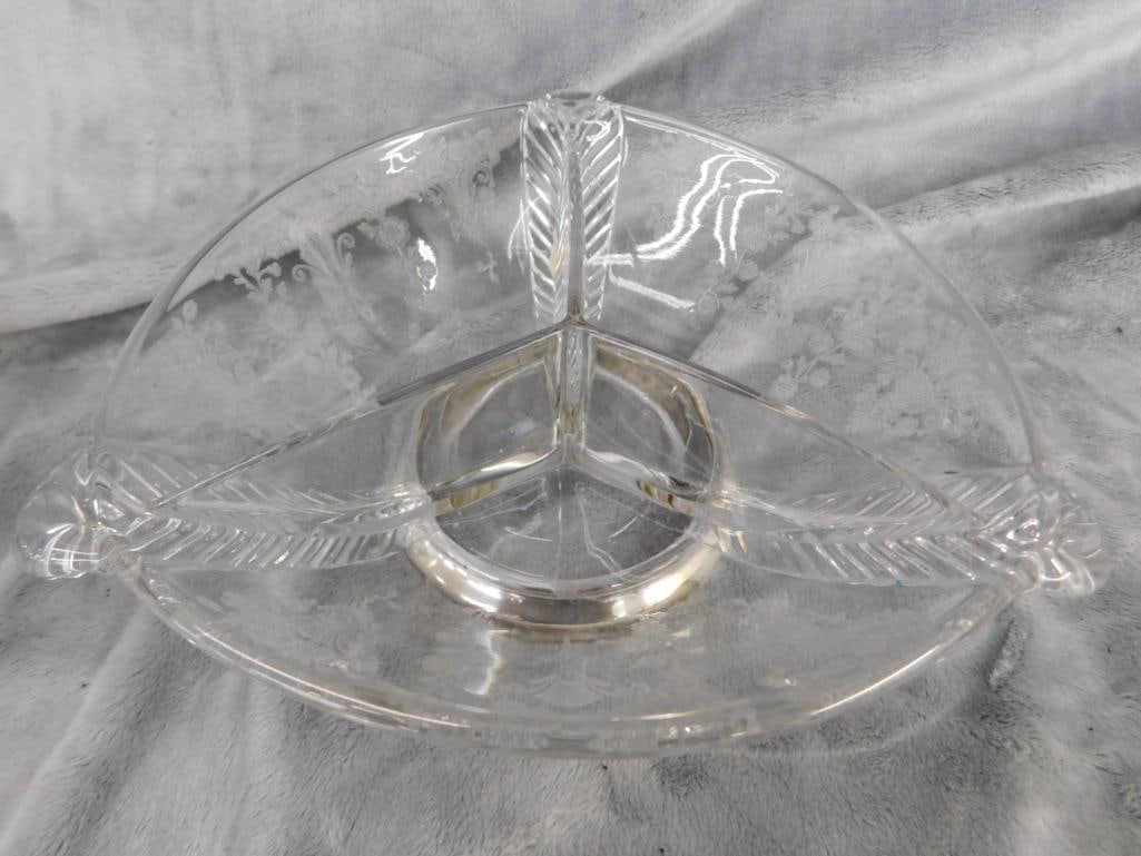 Sterling Silver - 3 Footed Glass Bowls - Weighted - 4